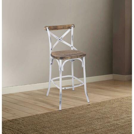 OCEANTAILER Wooden Bar Chair - Antique White 374178